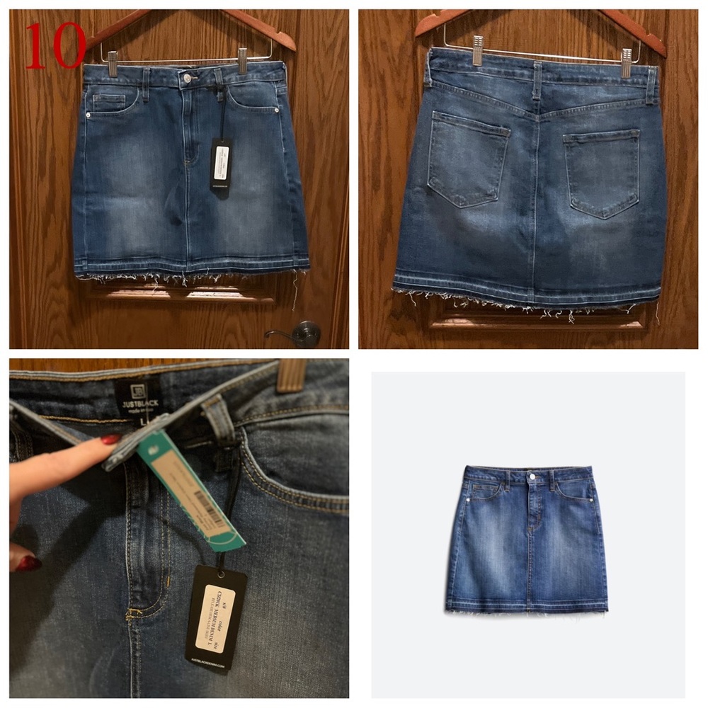 JUST BLACK Stormy Released Hem Denim Skirt L | Indigo